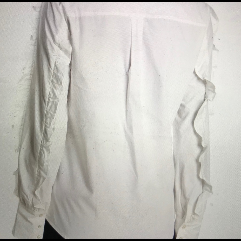 Scotch & Soda Ruffle Button Down White Shirt XL - Picture 3 of 8